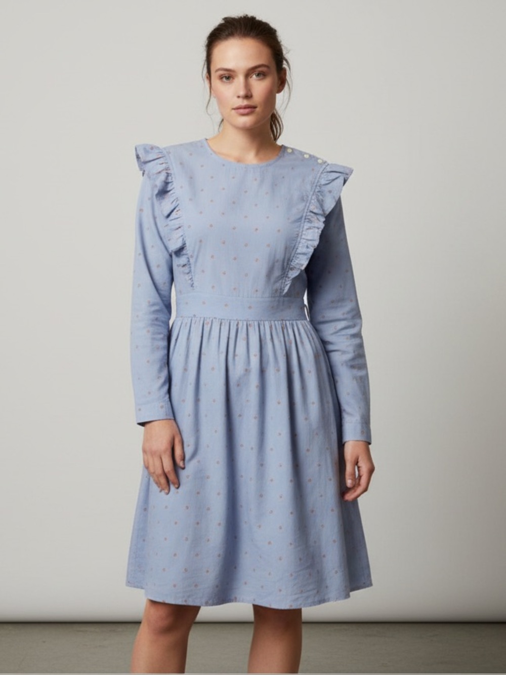 Chic Blue Dress with Ruffle Accents